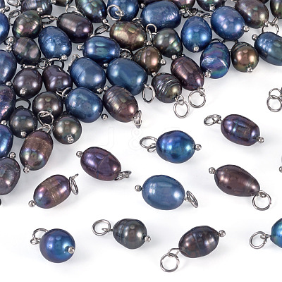 60Pcs 3 Styles Dyed Natural Cultured Freshwater Pearl Pendants PALLOY-CW00006-1