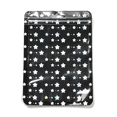 Rectangle Glitter Holographic Plastic Yin-yang Zip Top Gift Bags OPP-E004-01B-A01-1