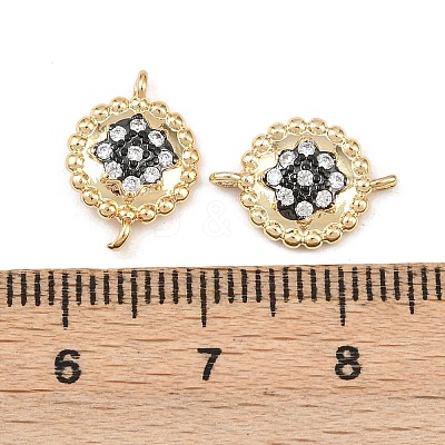 Brass Pave Clear Cubic Zirconia Connector Charms KK-L251-19G-02-1