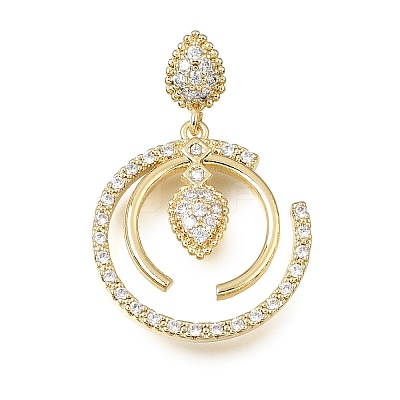 Brass Micro Pave Clear Cubic Zirconia Pendants CU-CBA3569-01G-B-1