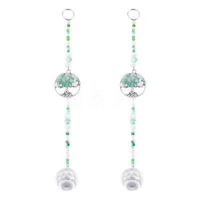 Glass Teardrop Window Hanging Suncatchers HJEW-TADJ0004-1