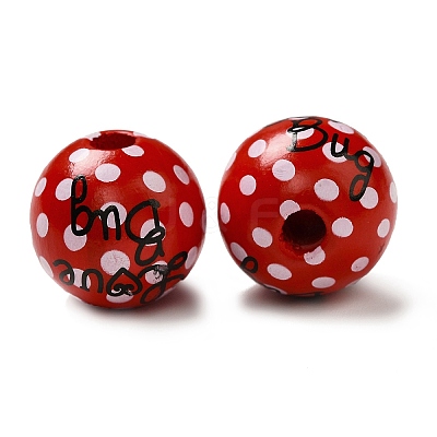 Printed Wood Round Beads WOOD-C012-01C-1