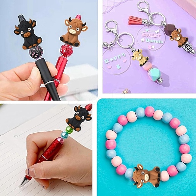 15Pcs 3 Colors Highland Cattle Silicone Beads SIL-YW0001-97-1