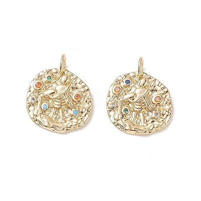 Brass Micro Pave Cubic Zirconia Pendants ZIRC-G157-03H-01G-1