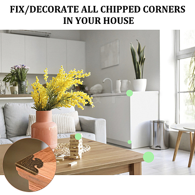 8Pcs Triangle Brass Corner Protectors FIND-DR0001-53-1