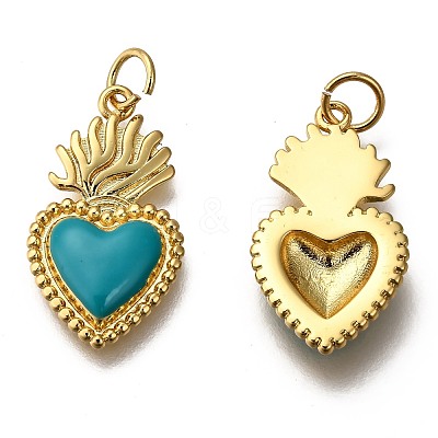 Golden Tone Brass Enamel Pendants X-KK-K750-01G-D-1