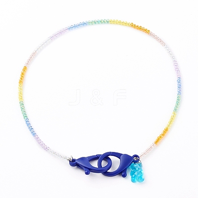 Rainbow Personalized Electroplate Glass Beaded Necklaces NJEW-JN03410-1