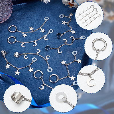 8Pcs 4 Styles Stainless Steel Cuff Earrings EJEW-BM0001-01-1
