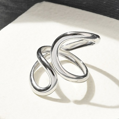 304 Stainless Steel Open Cuff Ring for Women X-RJEW-M025-02P-1