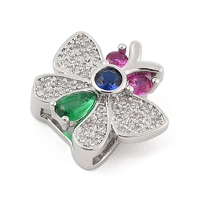 Brass Micro Pave Cubic Zirconia Slide Charms ZIRC-I068-22P-02-1