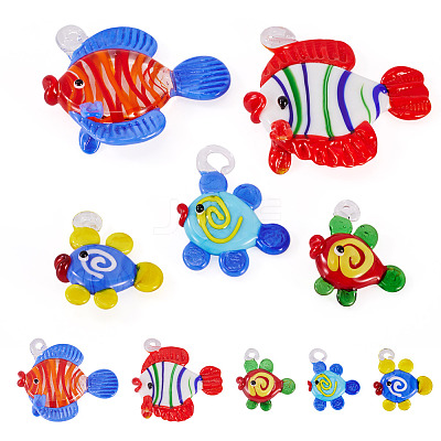 5Pcs 5 Colors Handmade Lampwork Pendants LAMP-TA0002-14-1