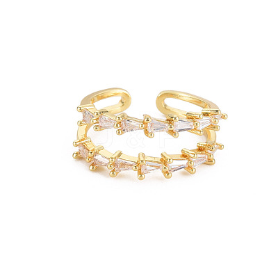 Cubic Zirconia Triangle Open Cuff Ring RJEW-S049-004G-1