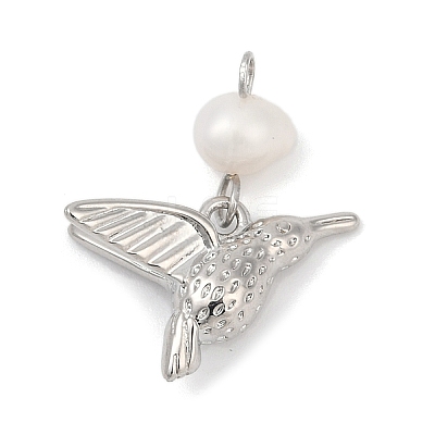 Natural Cultured Freshwater Pearl & Brass Pendants KK-U062-03P-1