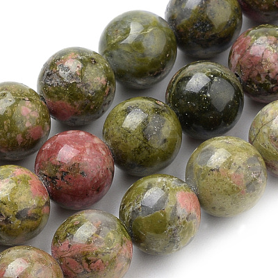 Natural Unakite Beads Strands X-G-S259-14-6mm-1