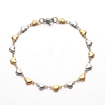 304 Stainless Steel Heart Link Bracelets X-BJEW-M121-03GP-1
