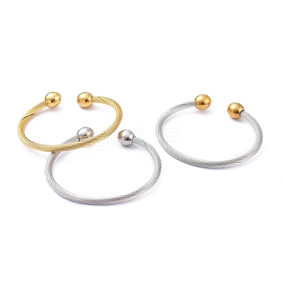 304 Stainless Steel Cuff Bangles BJEW-M284-12-1