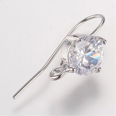 Long-Lasting Plated Brass Cubic Zirconia Earring Hooks KK-P085-01P-NR-1