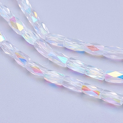 Electroplate Transparent Glass Beads Strands EGLA-E046-C01-1