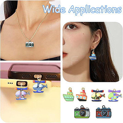 24Pcs 10 Styles Printed Alloy Pendants ENAM-YW0006-88-1