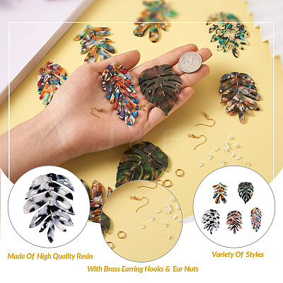 DIY Monstera Leaf Dangle Earring Making Kits DIY-BY0001-38-1