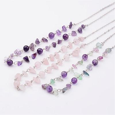 Gemstone Beaded Necklaces NJEW-JN01702-1