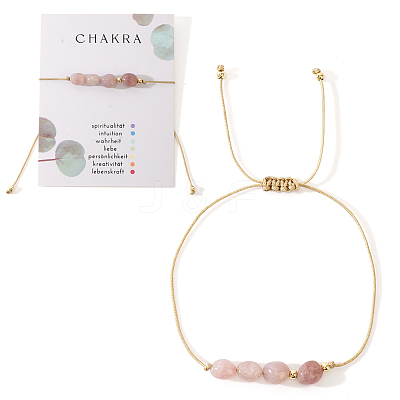 Chakra Adjustable Natural Rose Quartz Bead Braided Bead Bracelets UY1901-8-1