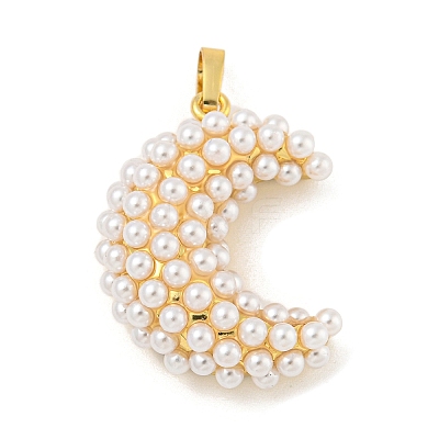 Rack Plating Brass & ABS Plastic Imitation Pearl Pendants KK-N255-03D-G-RS-1
