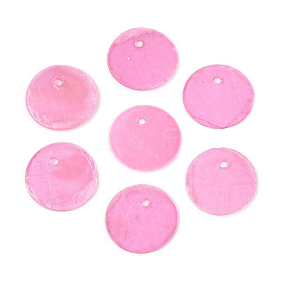 Spray Painted Natural Capiz Shell Disc Charms BSHE-T014-02F-1