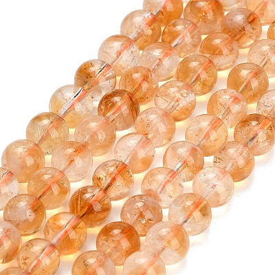 Hearted Natural Citrine Beads Strands GG-T002-A01-8mm-1