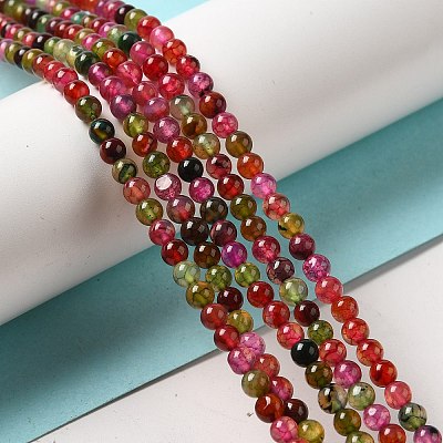Dyed Natural Agate Beads Strands G-R262-4mm-1-1