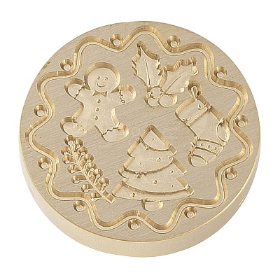 Christmas Series Wax Seal Brass Stamp Head AJEW-M037-01G-08-1