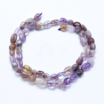 Natural Purple Phantom Quartz Purple Lodolite Quartz Beads Strands G-E483-69-1