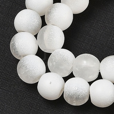 Frosted Crackle Glass Beads Strands GLAA-U001-6mm-M07-1