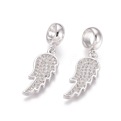 Brass Micro Pave Cubic Zirconia European Dangle Charms ZIRC-E163-11P-1