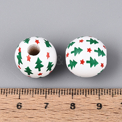 Spray Painted Schima Wood Beads WOOD-T032-36C-1
