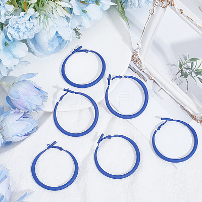 3 Pairs Spray Painted Alloy Hoop Earrings EJEW-SP0001-21B-1