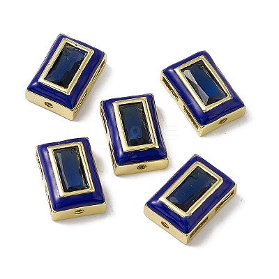 Rack Plating Brass Rectangle Beads KK-C007-14G-1