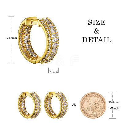 Brass Micro Pave Grade AAA Cubic Zirconia Huggie Hoop Earrings JE019A-X-1