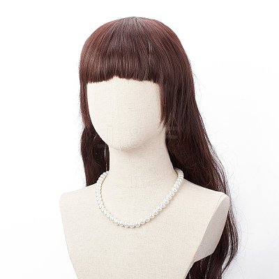 Glass Pearl Round Beaded Necklace for Men Women NJEW-JN03923-02-1