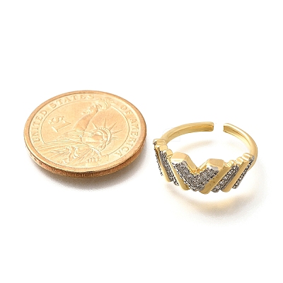 Brass Micro Pave Clear Cubic Zirconia Cuff Rings RJEW-U035-08GP-1