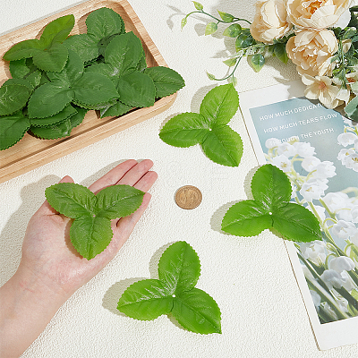 Cloth Artificial Rose Leaf AJEW-WH0270-951A-1