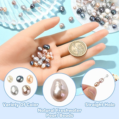 40Pcs 4 Colors Natural Cultured Freshwater Pearl Beads PEAR-YW0001-06-1