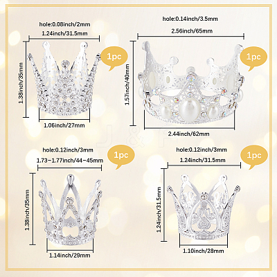 4Pcs 4 Styles Alloy Rhinestones Crown Cake Decoration DIY-SP0003-26S-1