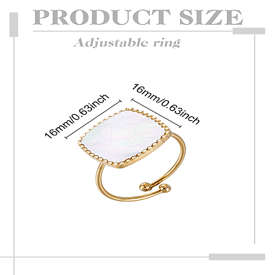 1Pc Square Stainless Steel Cuff Ring RJEW-LP0002-27-1