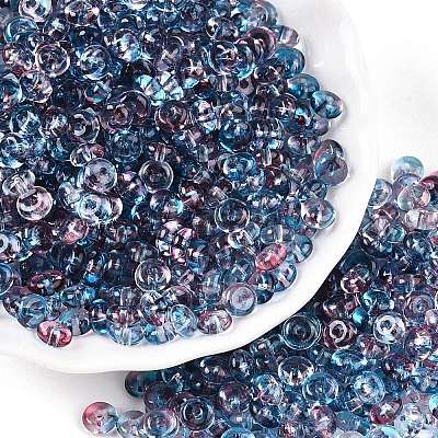 Spray Painted Transparent Glass Seed Beads SEED-T007-05F-1