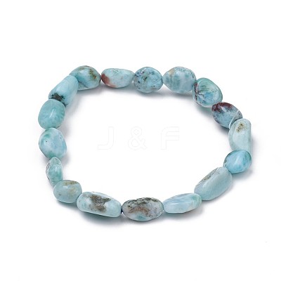 Natural Larimar Stretch Beaded Bracelets X-BJEW-K213-C21-1