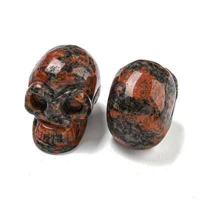 Halloween Natural Labradorite Skull Figurines DJEW-L021-01D-1