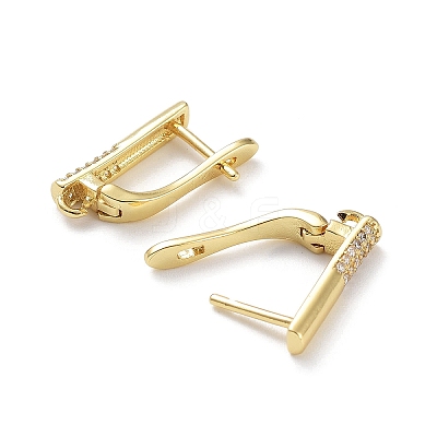 Rack Plating Brass with Cubic Zirconia Hoop Earring Findings KK-Z036-09G-1