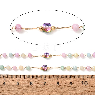 Brass & Glass Beaded Chain KK-CBA3B44-09G-1