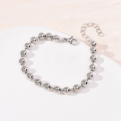 Brass Ball Link Chain Bracelets for Women BJEW-H640-02A-P-1
